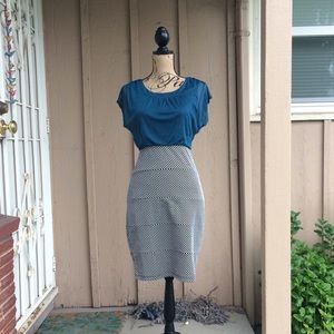 Teal Polkadot Pencil Bodycon Dress